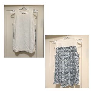 LOFT mixed media sleeveless top, small